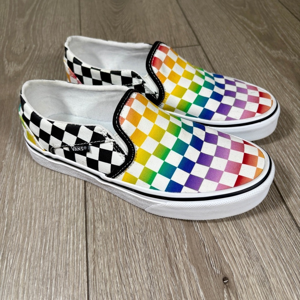 Vans Multicolor Checkerboard Slip-On Sneakers Size 6